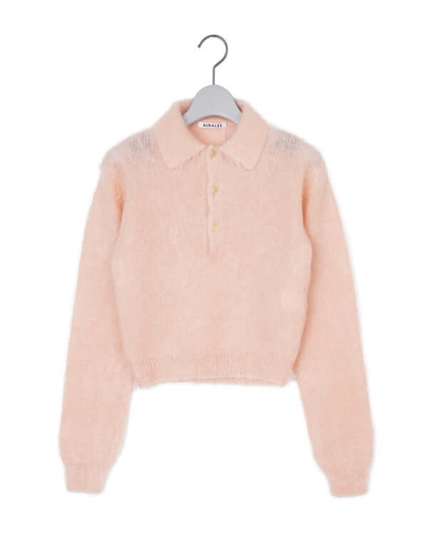 AURALEE オーラリー｜BRUSHED SUPER KID MOHAIR KNIT SHORT POLO｜GEA