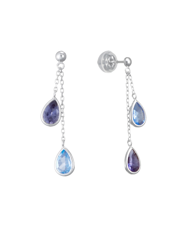 K18WG アイオライト・ブルークォーツ ピアス|festaria Online Shop