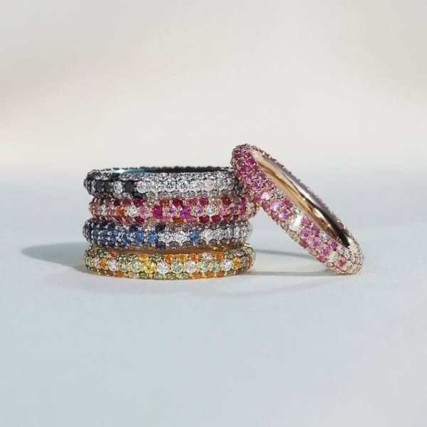 K18YGグリーンダイヤモンド/カラーサファイア/ダイヤモンドリング