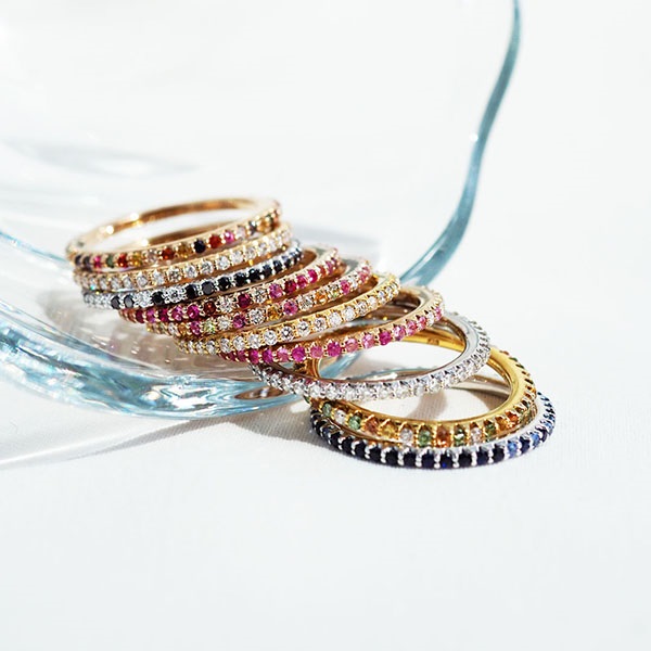 K18YGグリーンダイヤモンド/カラーサファイア/ダイヤモンドリング