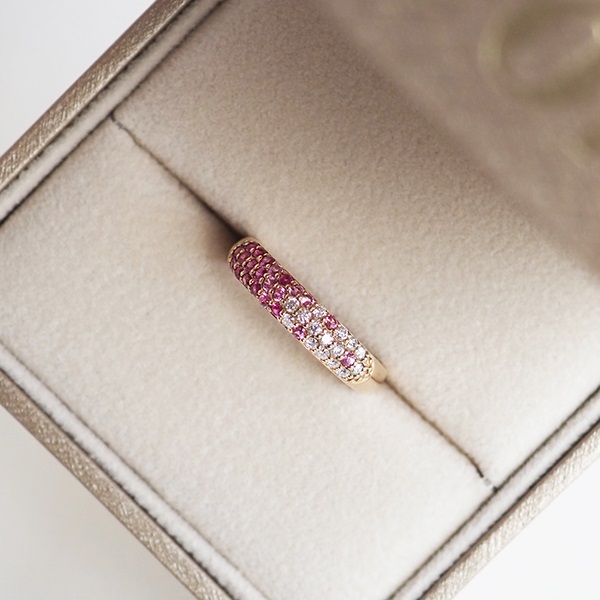 K18PGピンクサファイア/ダイヤモンドリング | ポンテヴェキオ公式