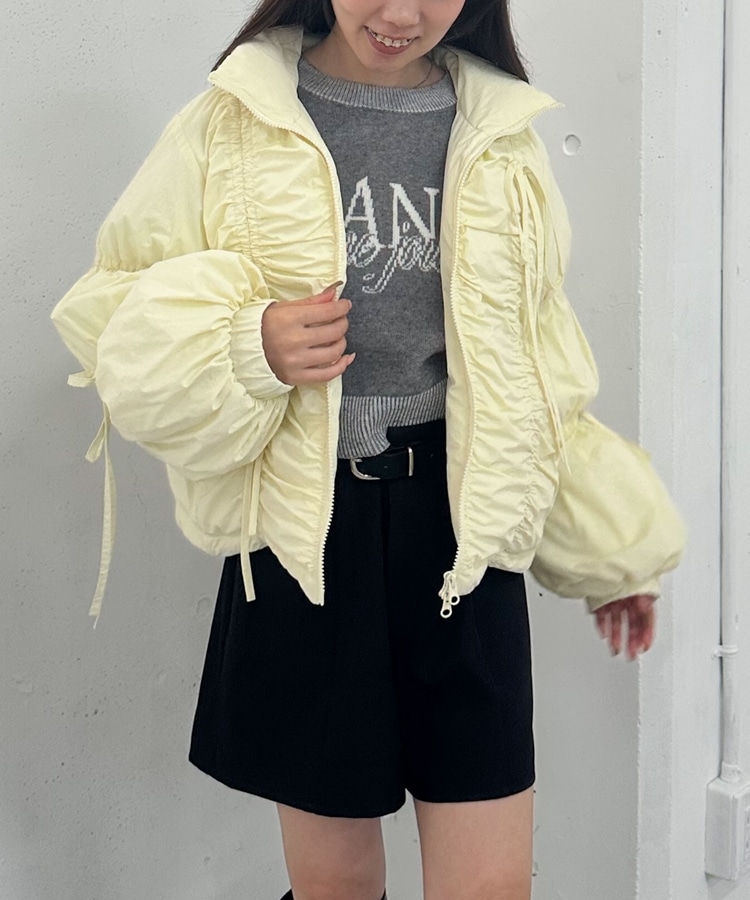 リボンシャーリング中綿ブルゾン(M BLACK): アウター｜PMbox P&M