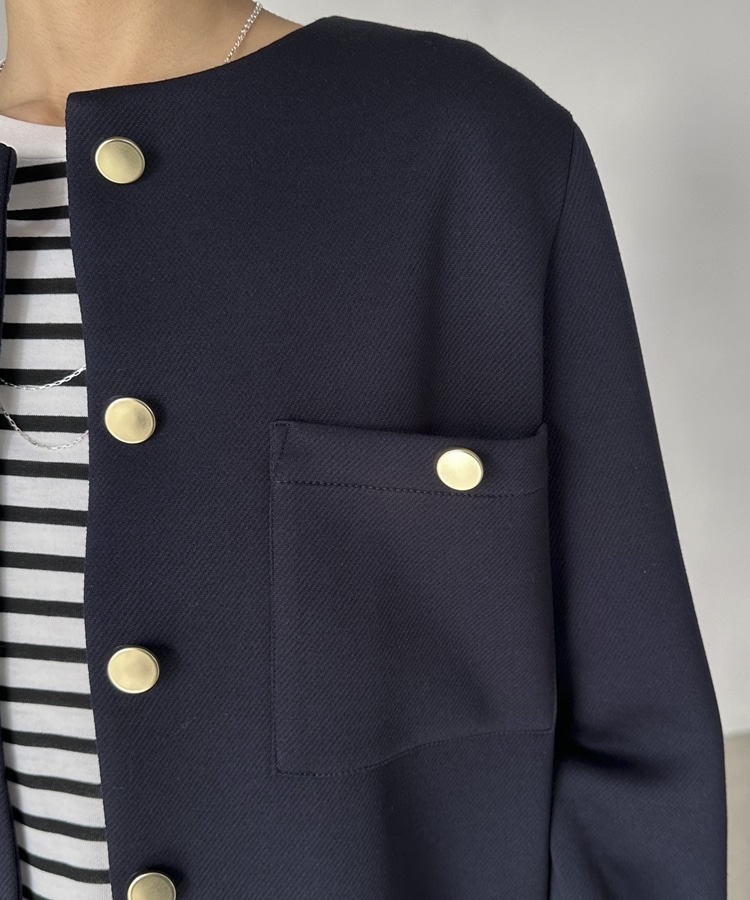 カルゼダンボールノーカラージャケット(38 NAVY): アウター｜PMbox P&M
