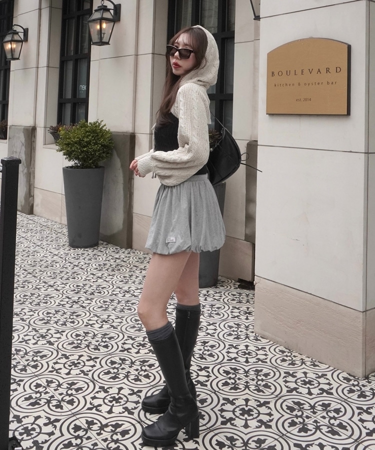 ribbon foodie tops×laceup cami set(M GRAY): トップス｜PMbox P&M