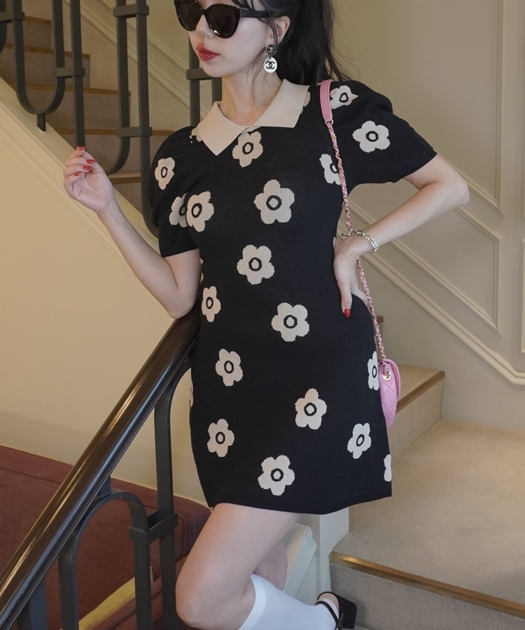 retro flower onepiece(M BEIGE): ワンピース｜PMbox P&M OFFICIAL