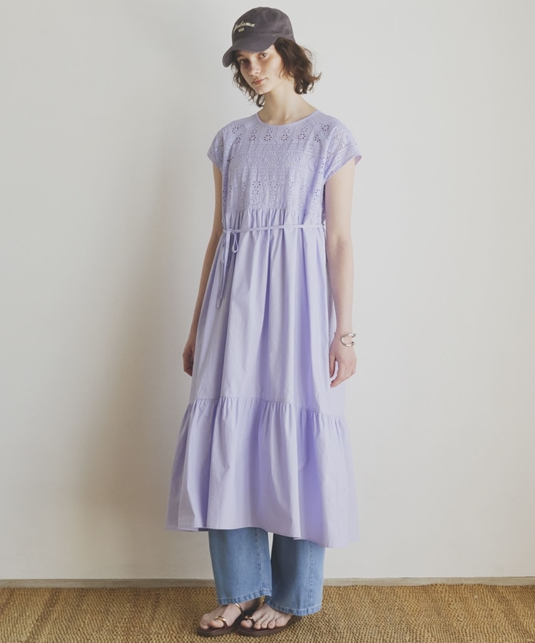 カットワークレースティアードワンピース(F LAVENDER): ワンピース
