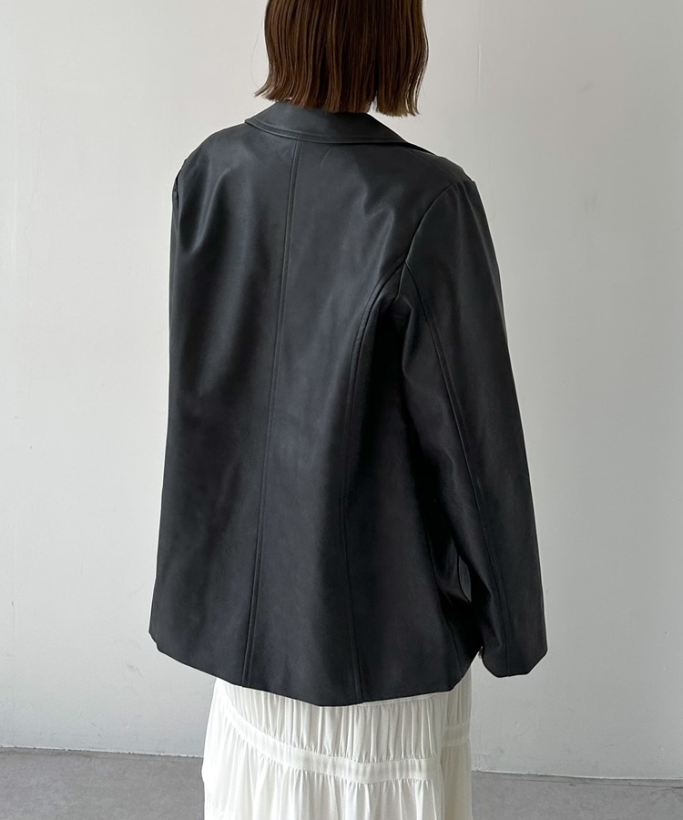 SETUP対応】フェイクレザーテーラードジャケット(M BLACK