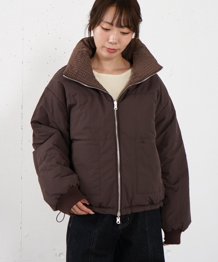 チェックリバーシブル中綿ブルゾン(M BROWN): アウター｜PMbox P&M