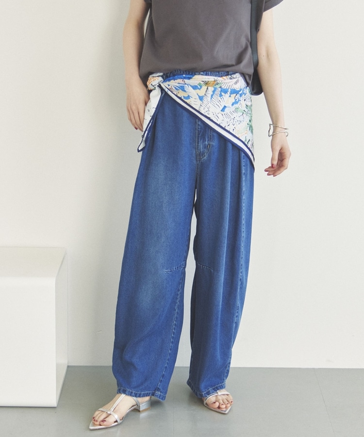 ソフトデニムワイドタックパンツ(36 BLUE): パンツ｜PMbox P&M
