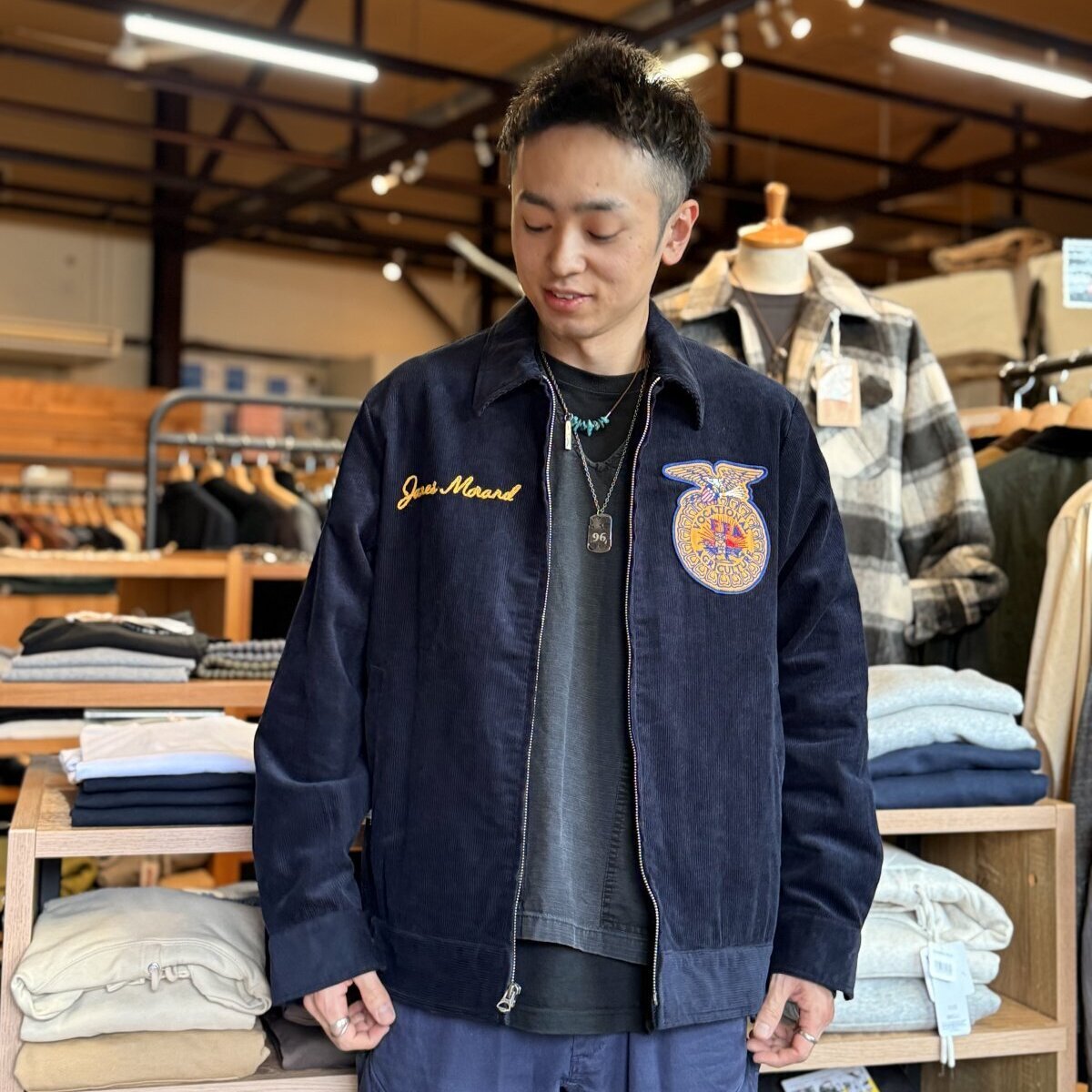 HOUSTON】CORDUROY EMBROIDERY JACKET(FFA)/ コーデュロイ エンブロイ