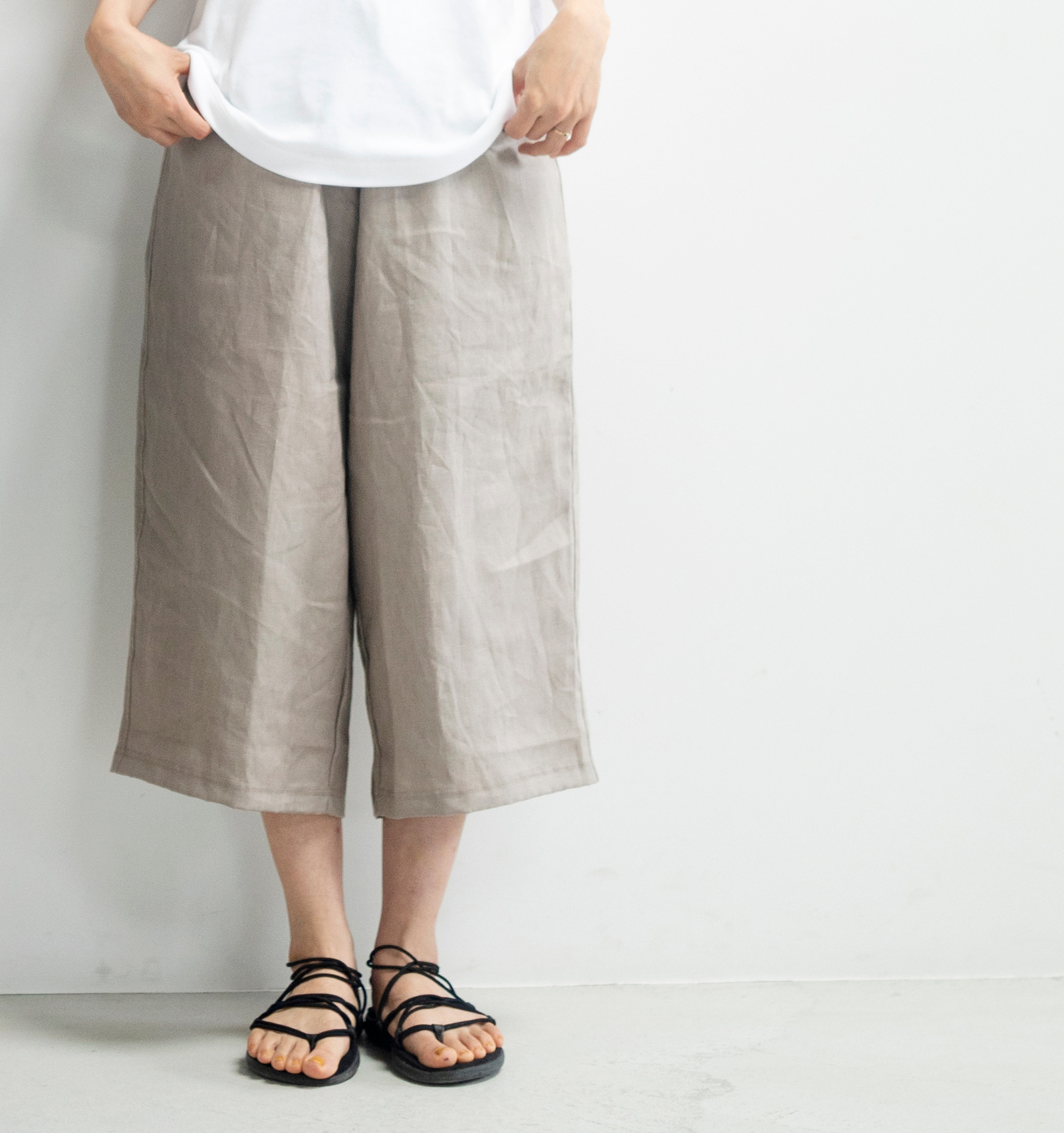 LOOSY: 8 ベージュ (8分丈リラックスパンツ) | 【公式】工房織座