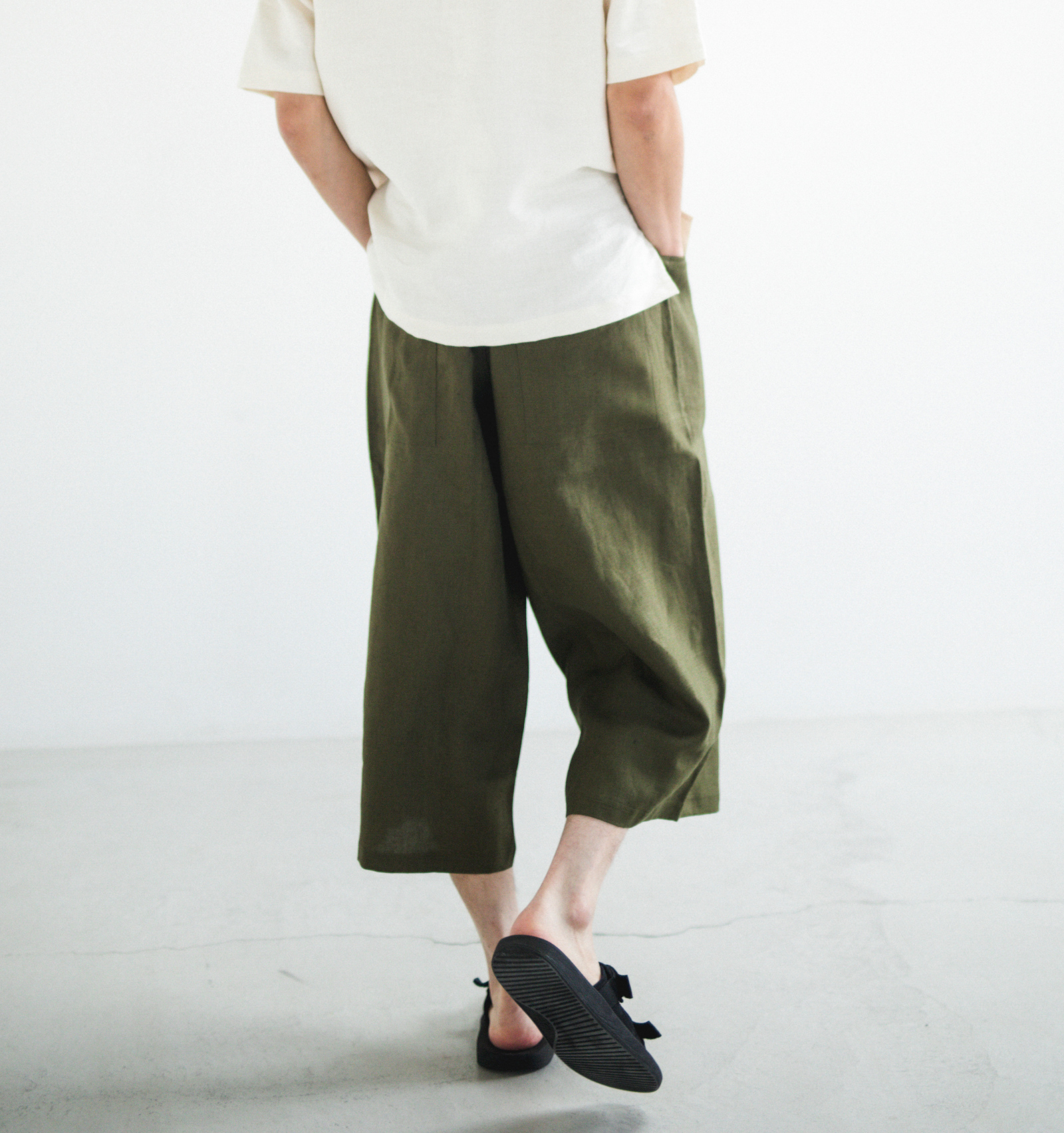 LOOSY: 8 オリーブ (8分丈リラックスパンツ) | 【公式】工房織座