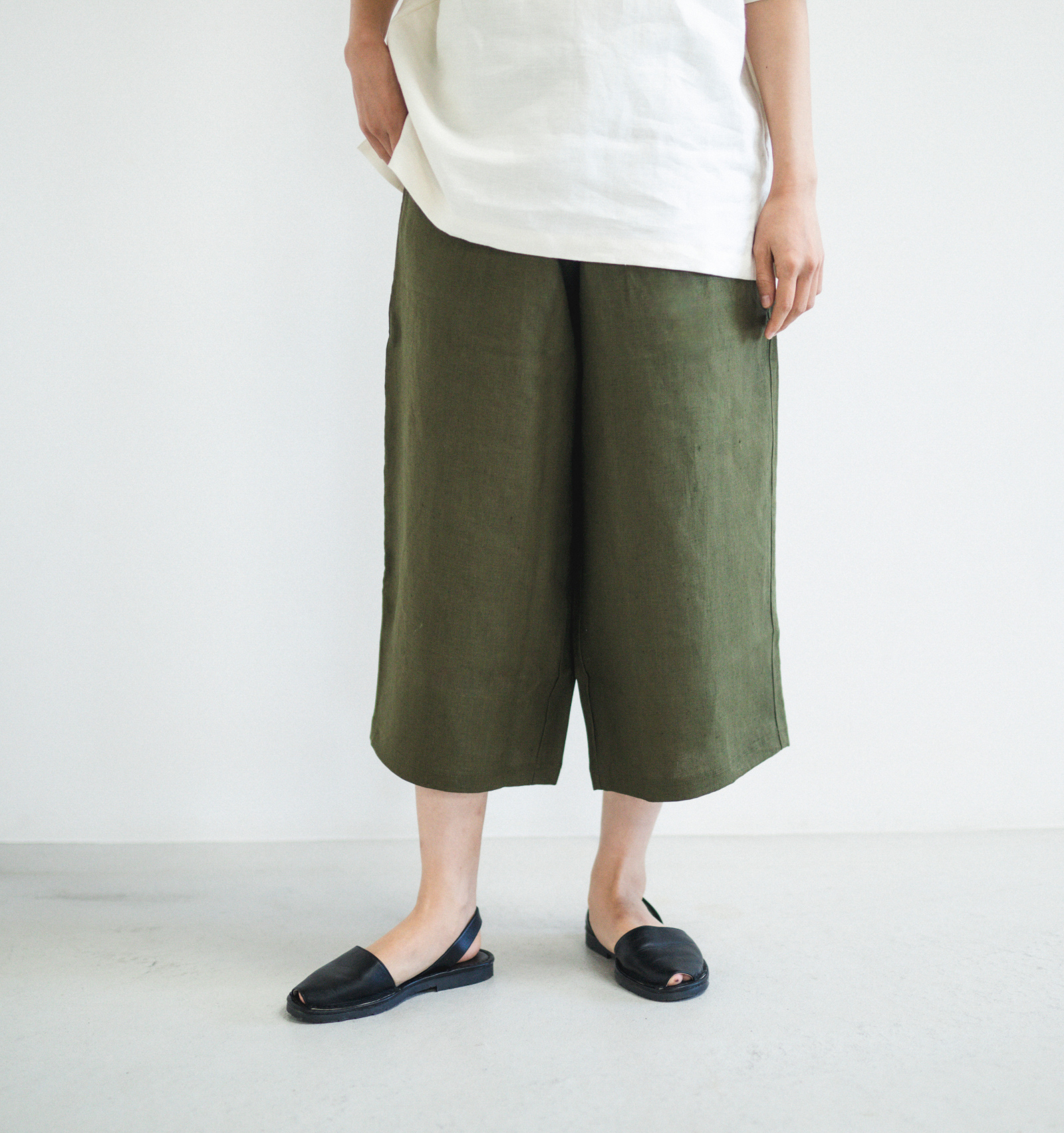 LOOSY: 8 オリーブ (8分丈リラックスパンツ) | 【公式】工房織座