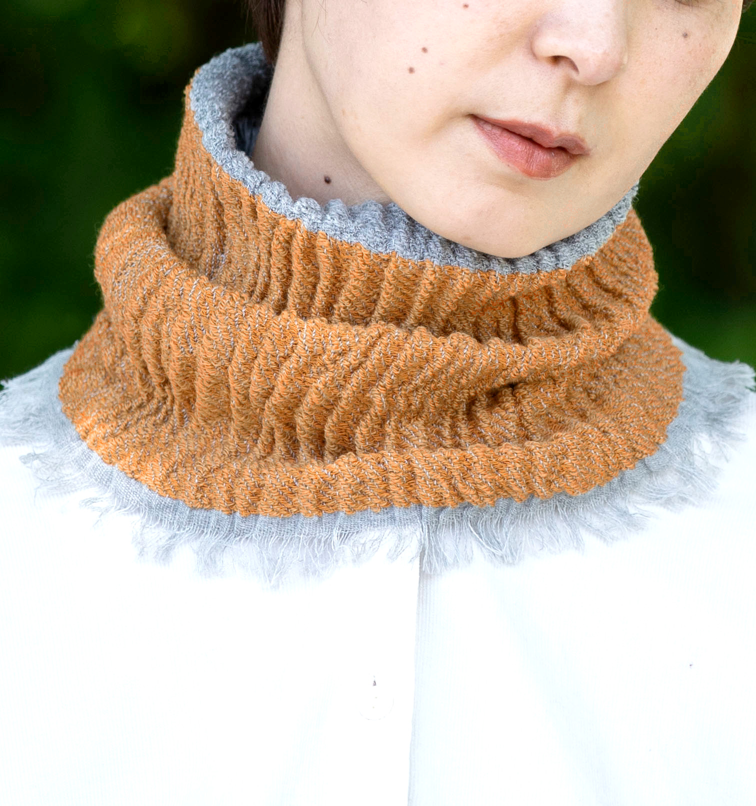 9/8 NEW】ウール リバーシブルネックウォーマー マスタード×グレー