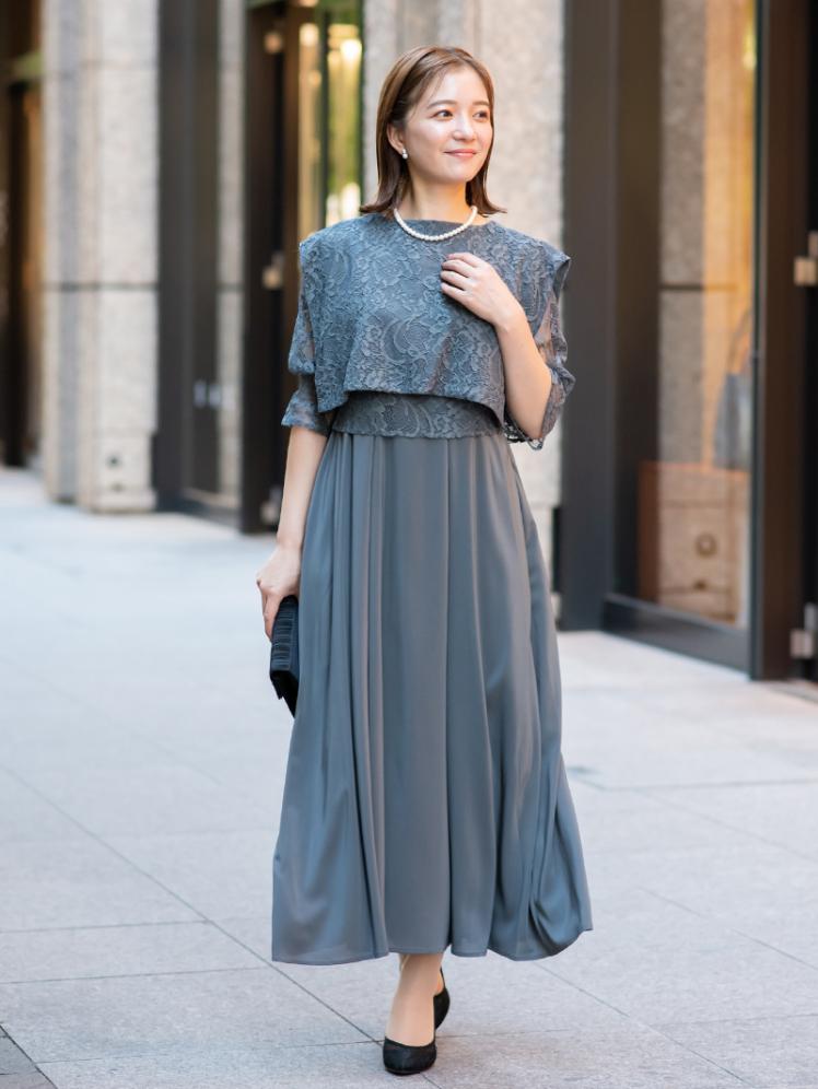 レースボレロ2wayドレス(グレー)H1-422GRY-M | OTONA DRESS
