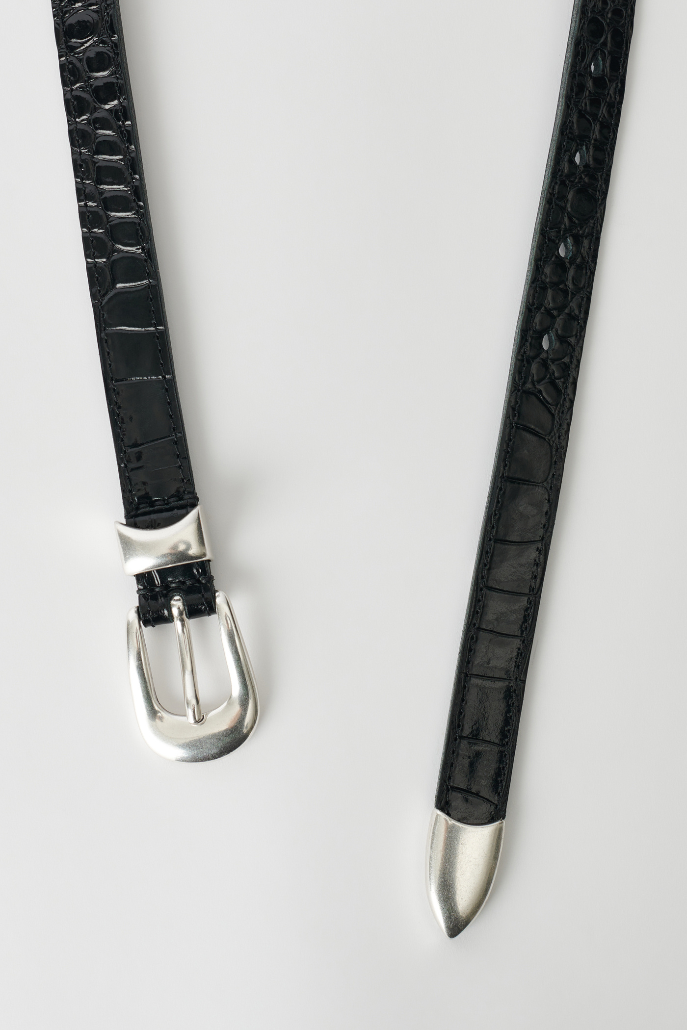 Our Legacy - 2 cm Belt Licorice Croc Bull Hide