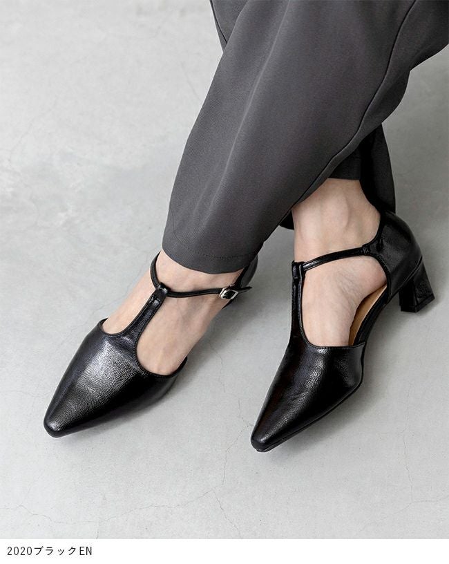 menue (メヌエ) Tストラップ 変形ヒール パンプス 送料無料 | welleg