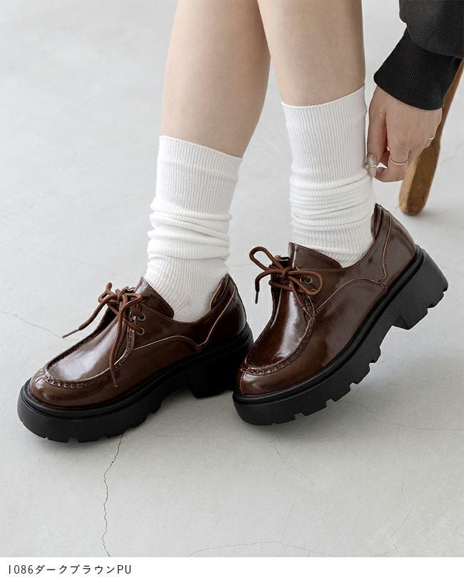 menue (メヌエ) オイルレザー調 レースアップ シューズ 送料無料