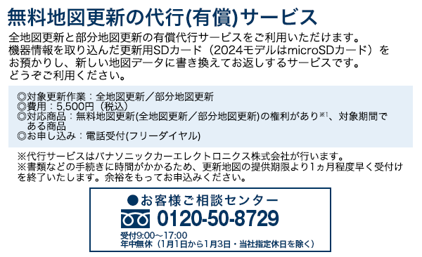 無料地図更新のご案内 | Panasonic