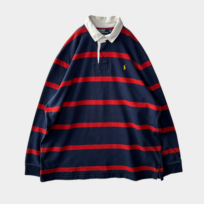 Polo Ralph Lauren ラルフローレン ラガーシャツ ボーダー 紺赤(XXL
