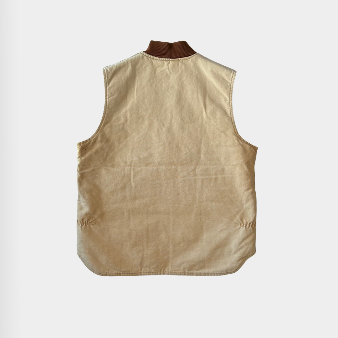 90's Carhartt カーハート ダックベスト ベージュ 腰ゴム /B0986V-SO
