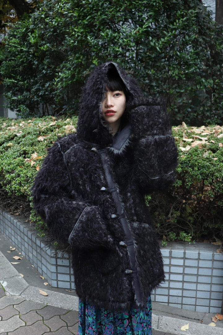 PERVERZE Vegan-Leather Hoodie Teddy Coat – PALETTE art alive