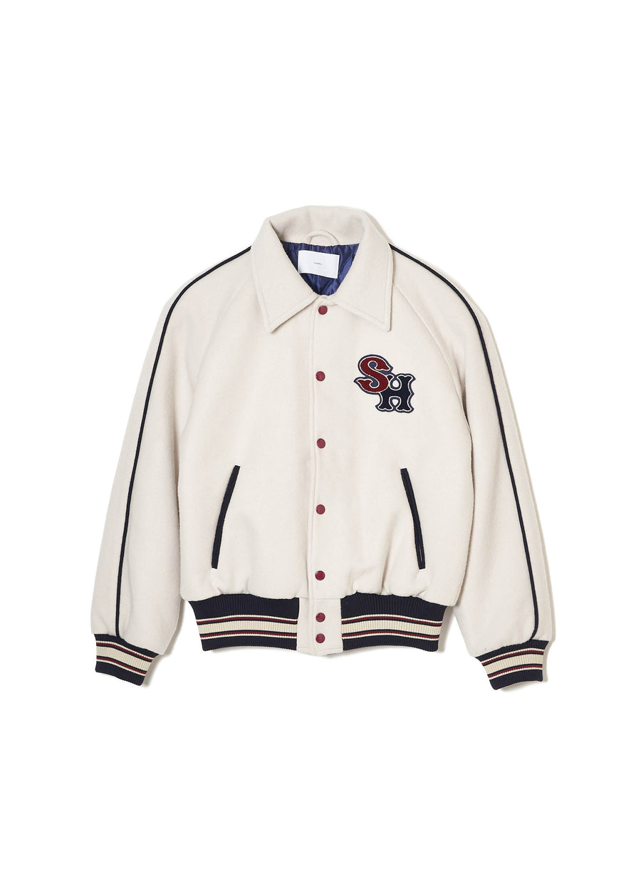 SUGARHILL(シュガーヒル)のMELTON STADIUM JACKET WHITEの通販