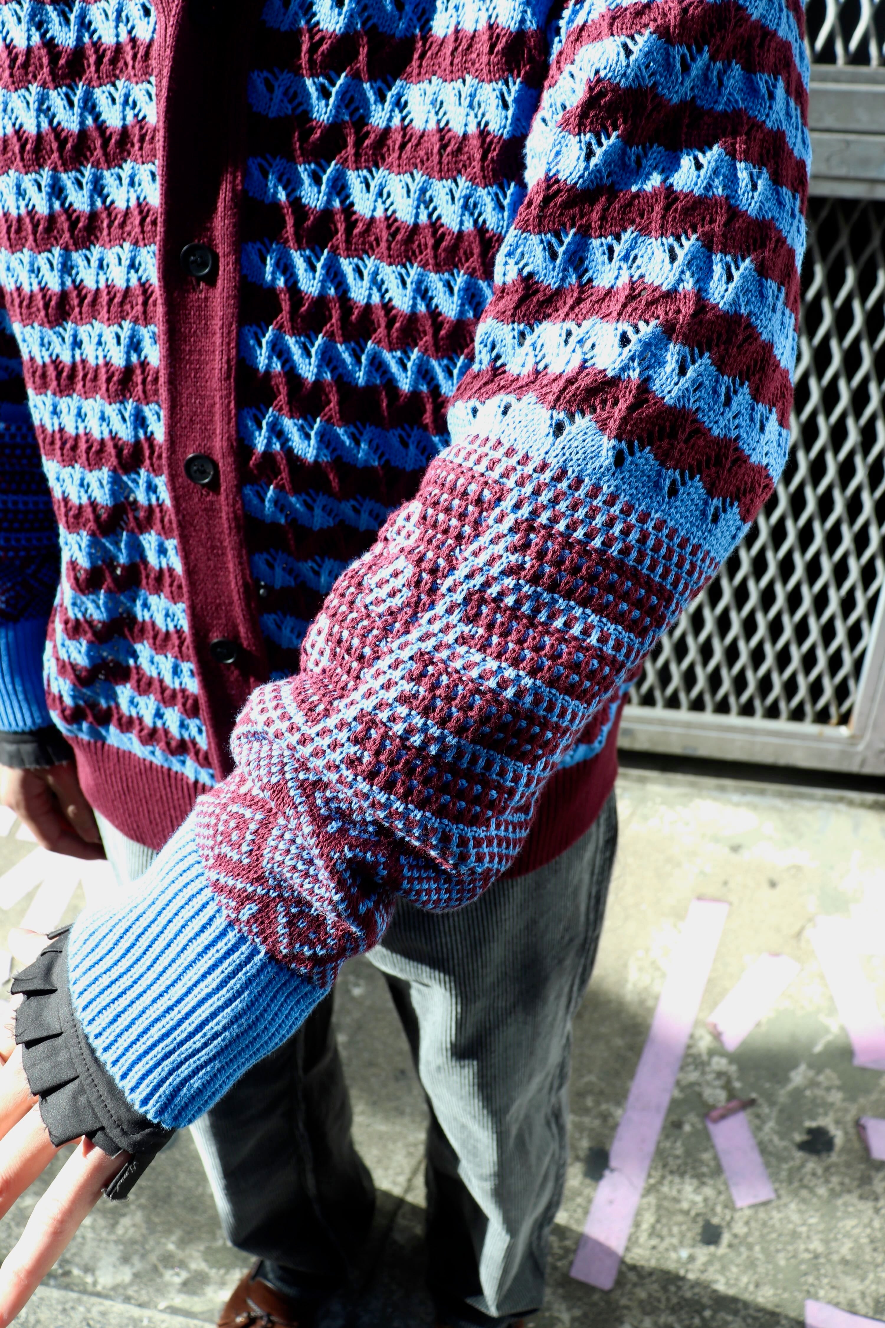 TOGA VIRILIS(トーガ ビリリース)のJacquard knit cardigan DARK REDの