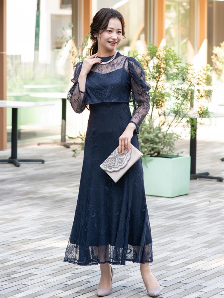 レースボレロマーメイドドレス(ネイビー)CL1-424NA-M | パーティドレス