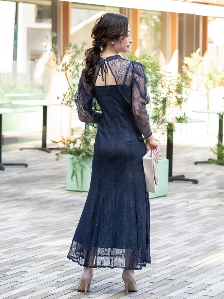 レースボレロマーメイドドレス(ネイビー)CL1-424NA-M | パーティドレス