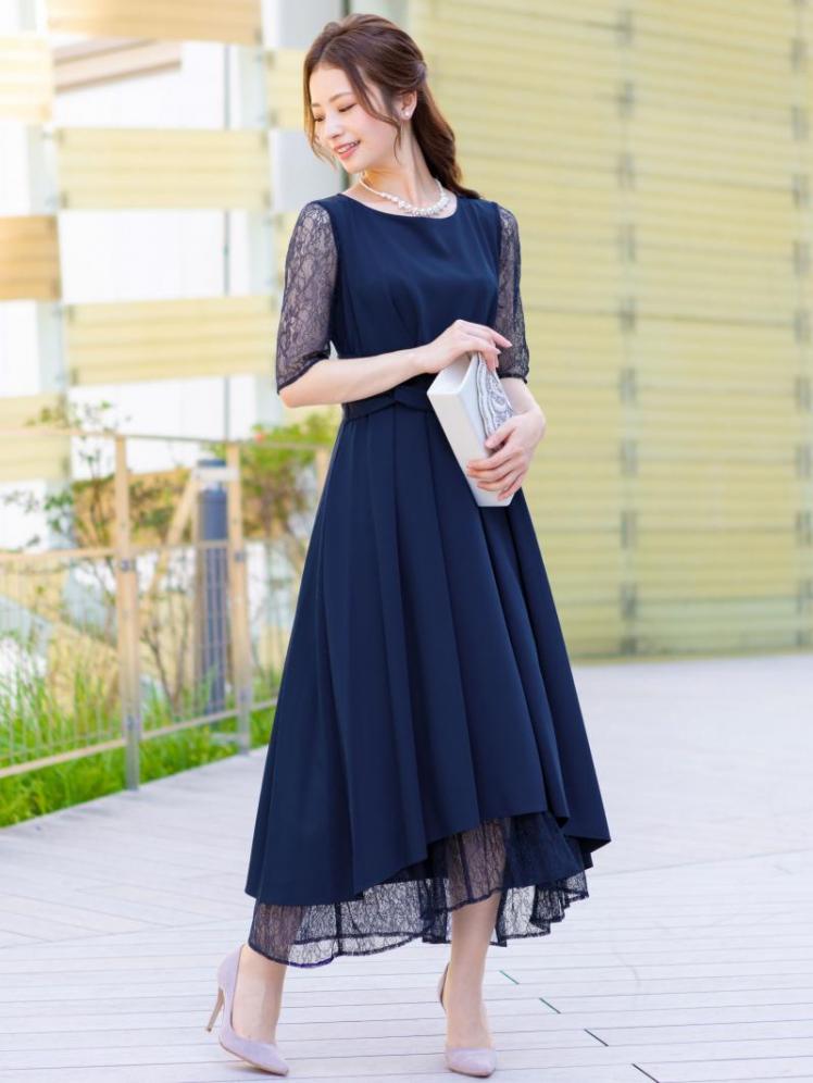 フィッシュテールレースドレス(ネイビー)H1-401NA-M | パーティドレス