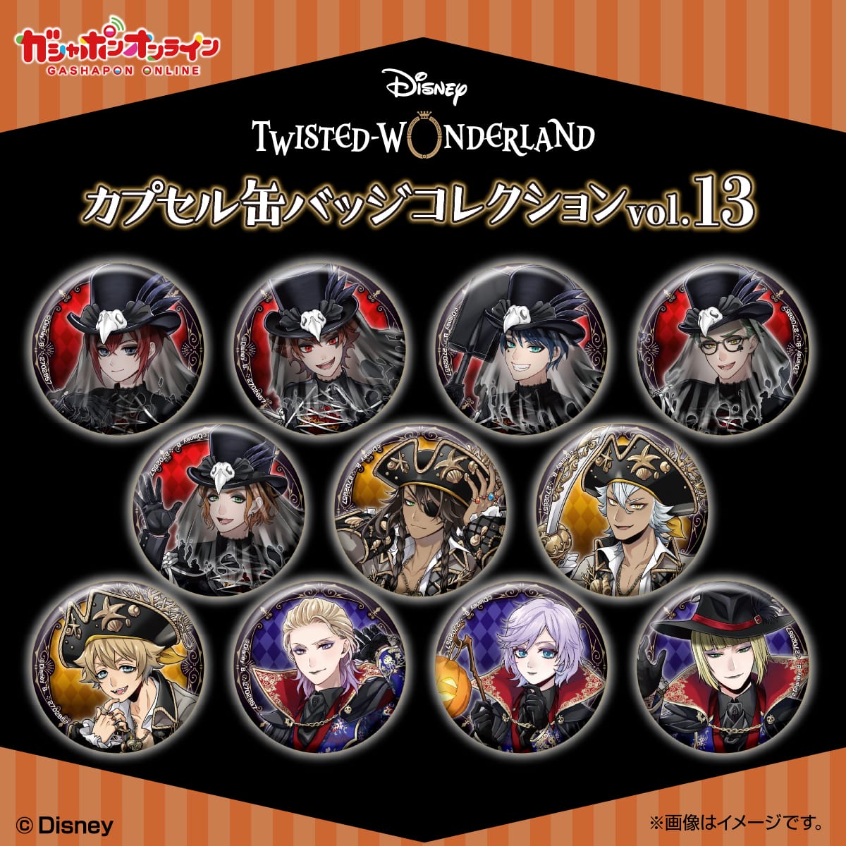 ディズニー ツイステッドワンダーランド カプセル缶バッジコレクション