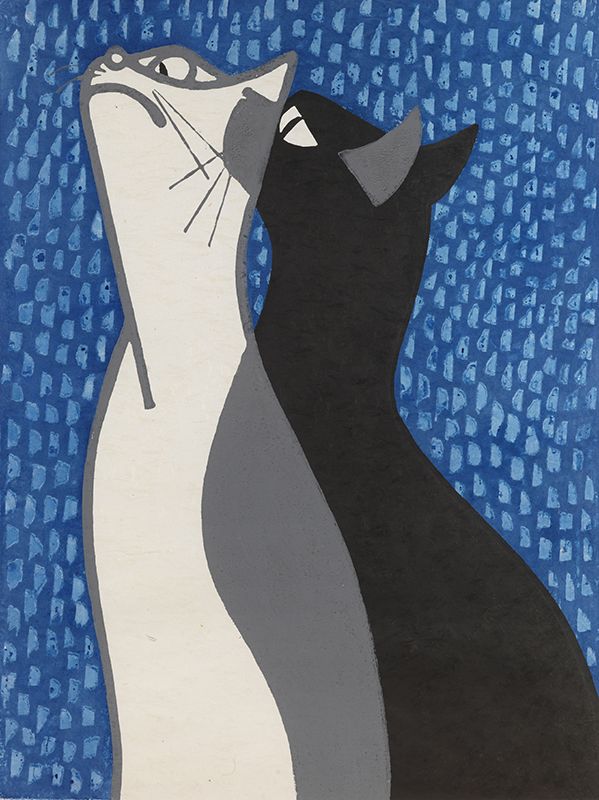 斎藤 清 （Kiyoshi、1907-1997） 『凝視（二匹の猫）』 （Steady gaze