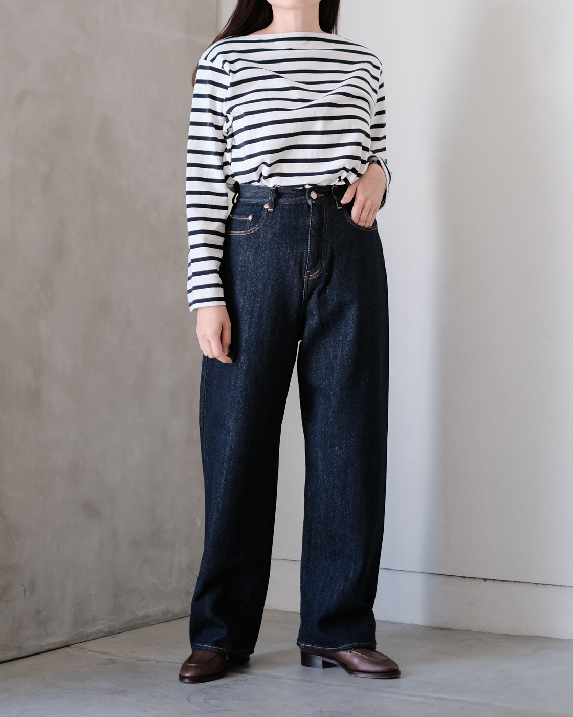 14-12W デニムワイドストレート(フルレングス) col.Indigo | PEOPLE