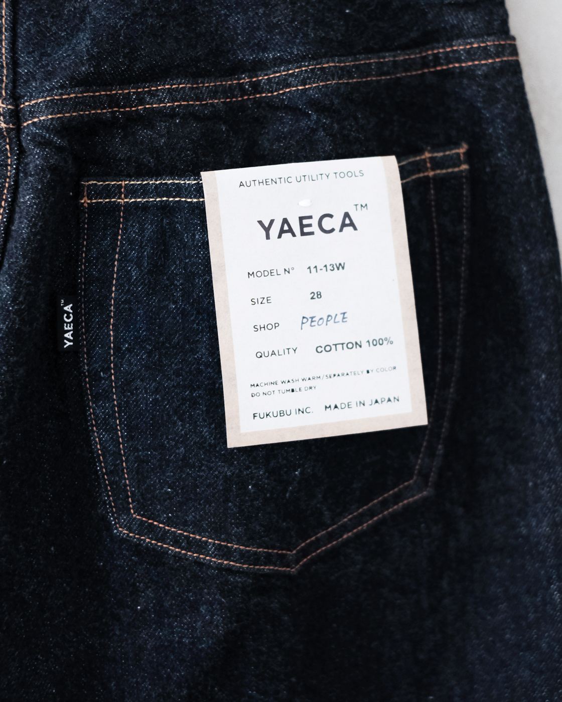 未使用 YAECA インディゴ コットン100 ストレートジーンズ 日本製 28