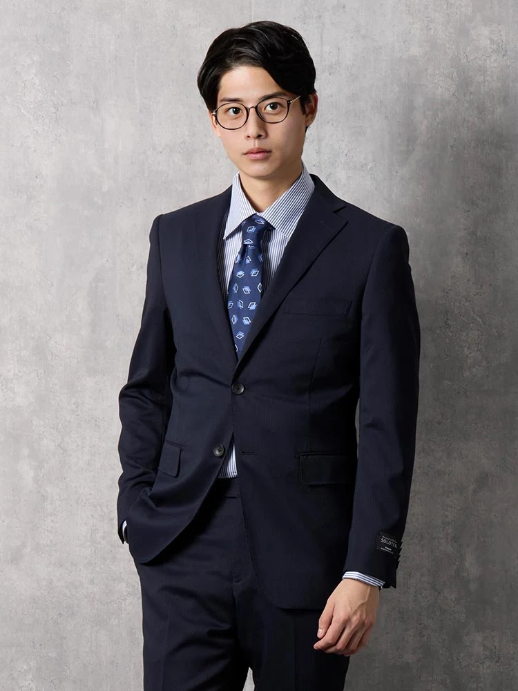 上下洗える/SOLOTEX】定番ツーパンツスーツ シャドウストライプ