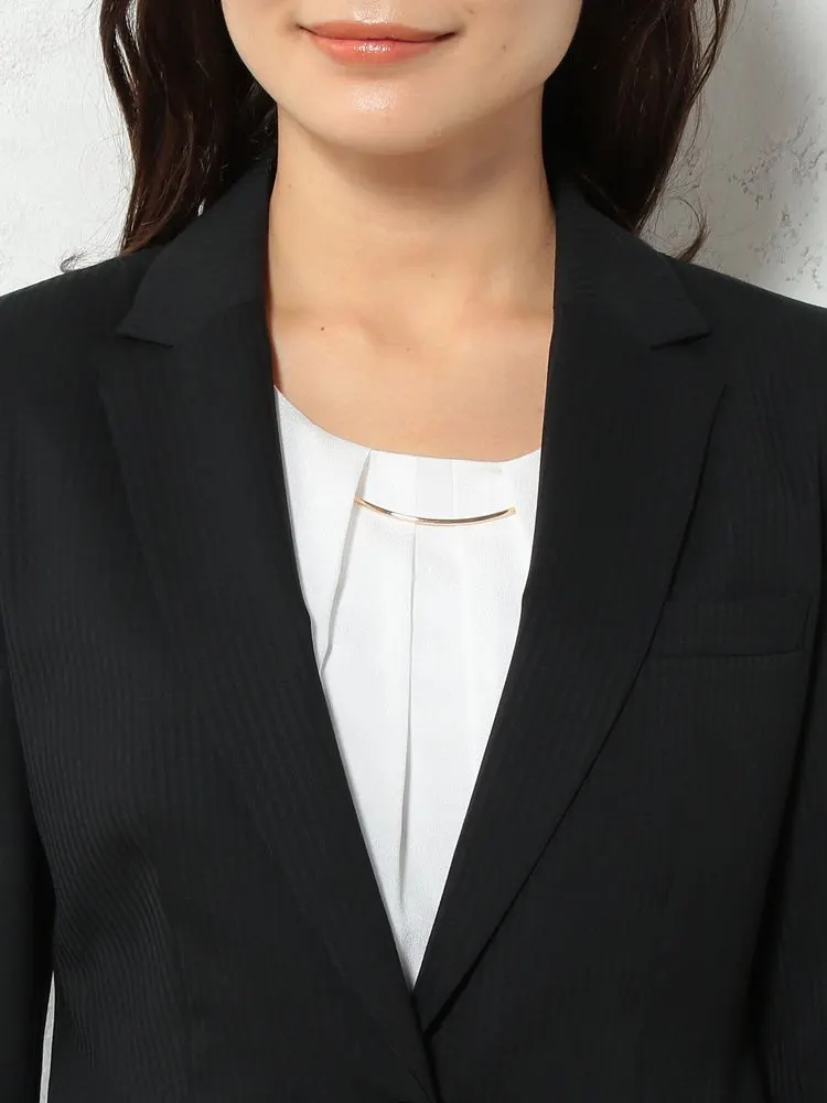 ブラック シルク混 スーツ ジャケット シャドーストライプ ネイビー