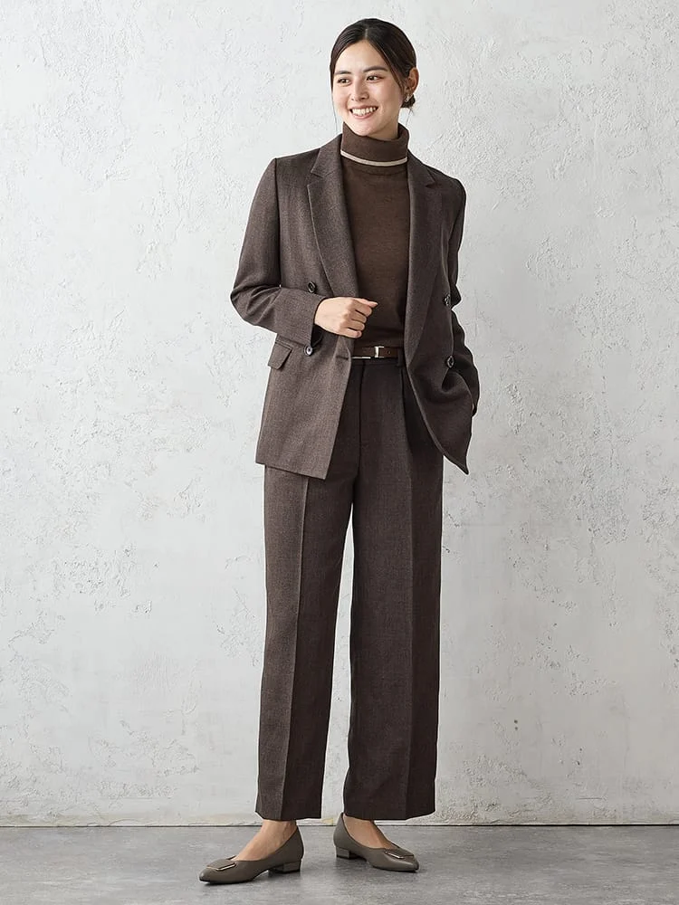 M．グレー ツイードラチネスーツ ワイドパンツ グレー/ブラウン