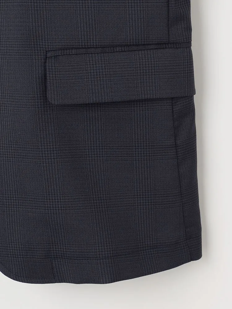 L．グレー 軽量プチプラセットアップ ジャケット チェック グレー