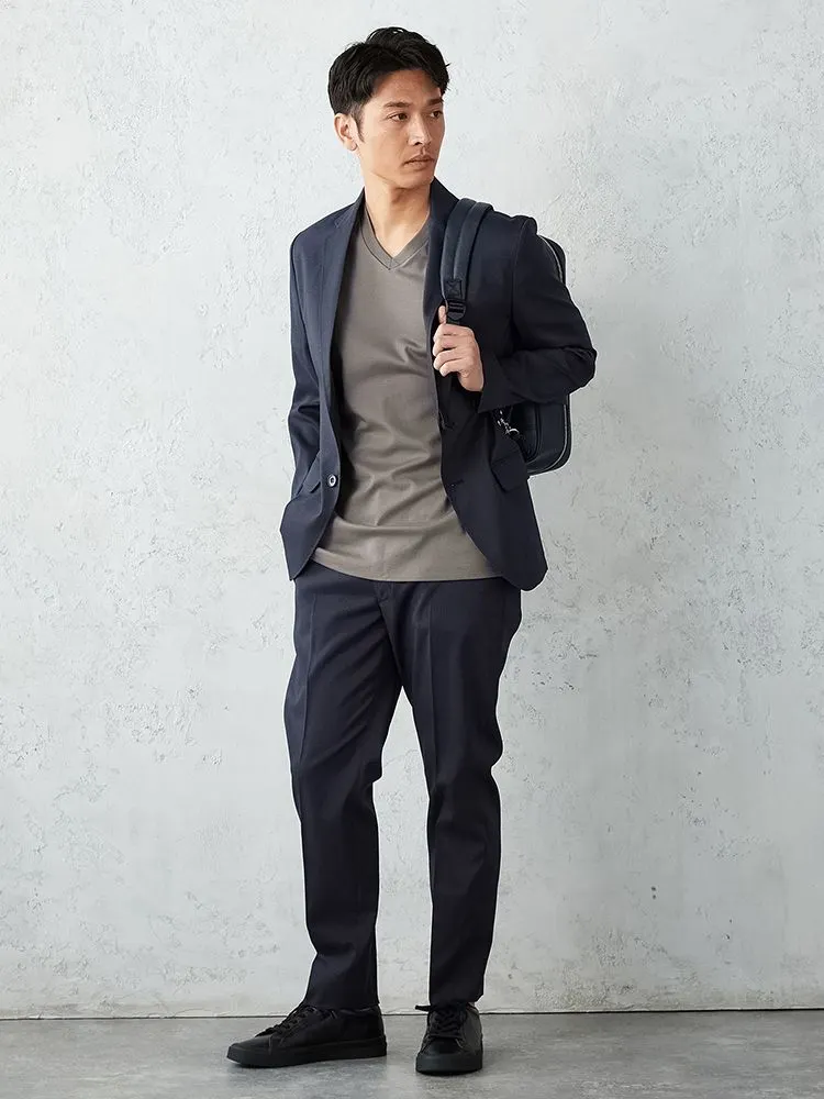 L．グレー 軽量プチプラセットアップ ジャケット チェック グレー