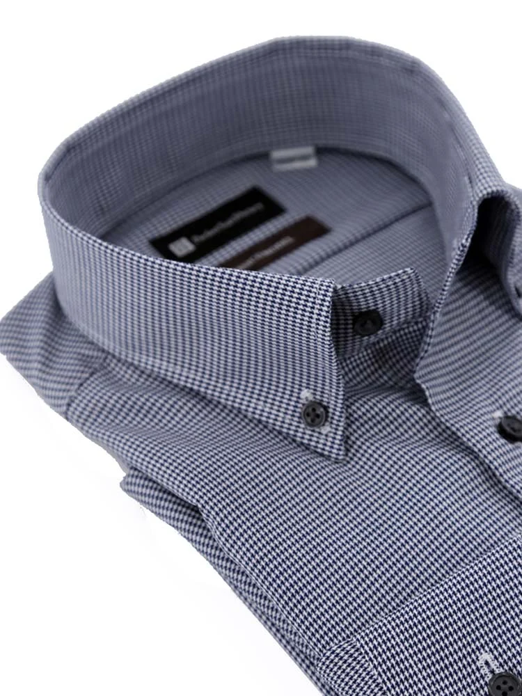 ノンアイロン】長袖ワイシャツ【クラシコ】千鳥柄 ネイビー | P.S.FA