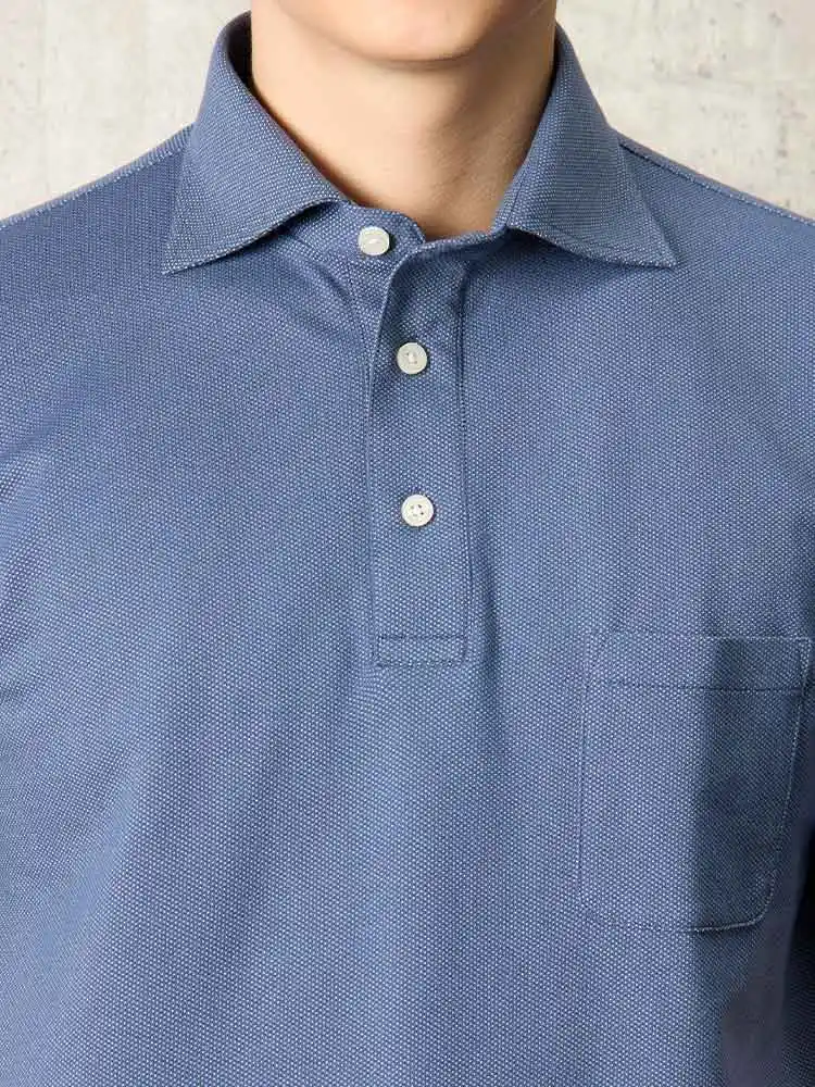 ブラック 鹿の子ドット柄 ポロシャツ ブラック/ブルー/ネイビー | P.S.