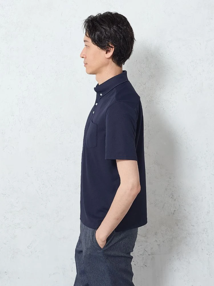 オフホワイト 【高通気】レギュラー半袖ポロシャツ ホワイト/ブラック