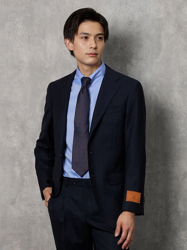 MARLANE】ウール100％ 3釦スーツ ストライプ ネイビー | P.S.FA公式通販