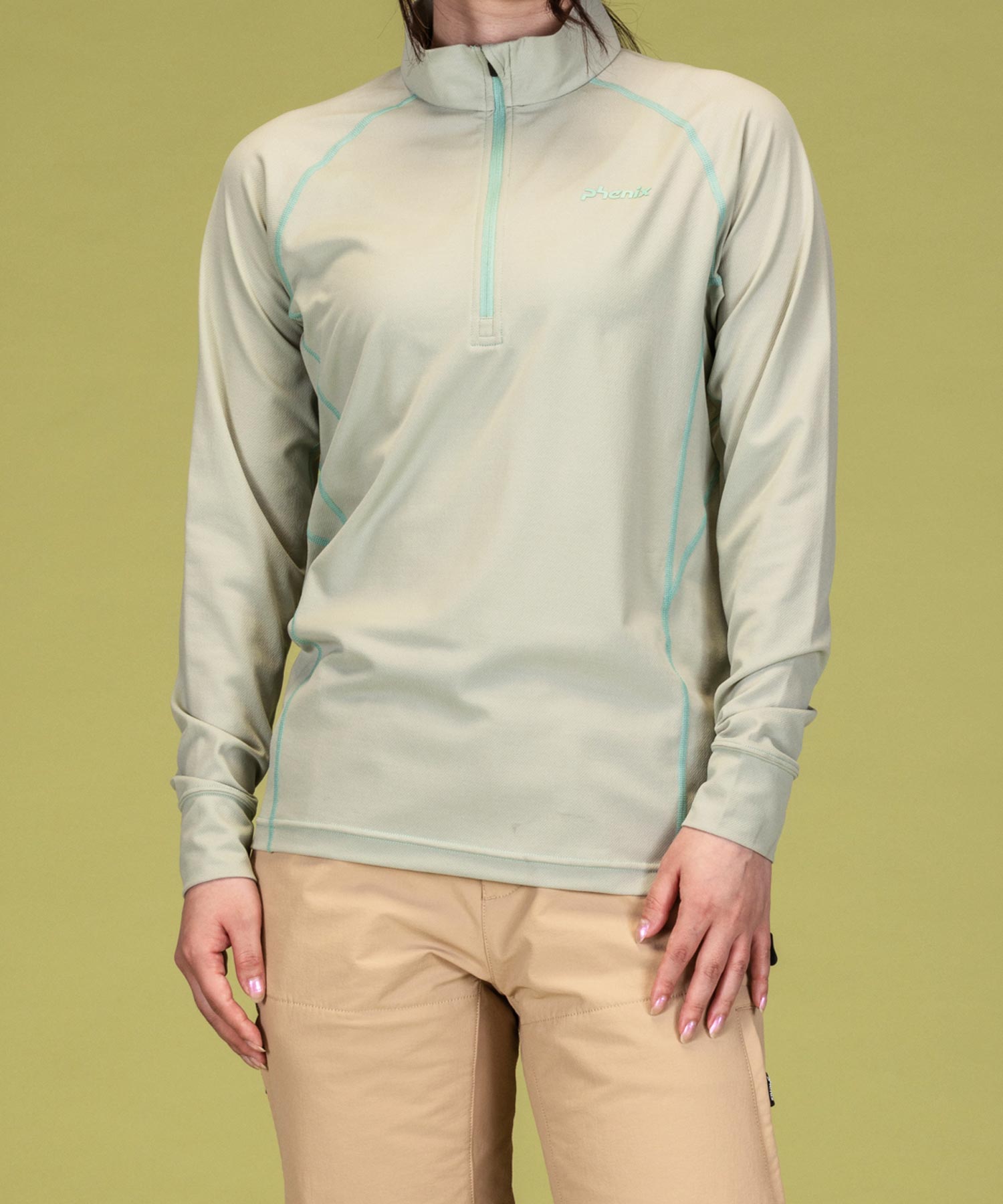 WOMENS】ハーフジップ長袖Tシャツ レディースTシャツ 速乾 ストレッチ