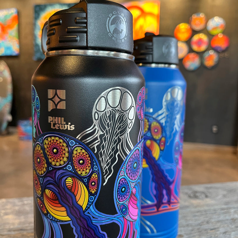 Jellyfish - Laser/UV Combo - 32oz Stainless Steel Flask – Phil