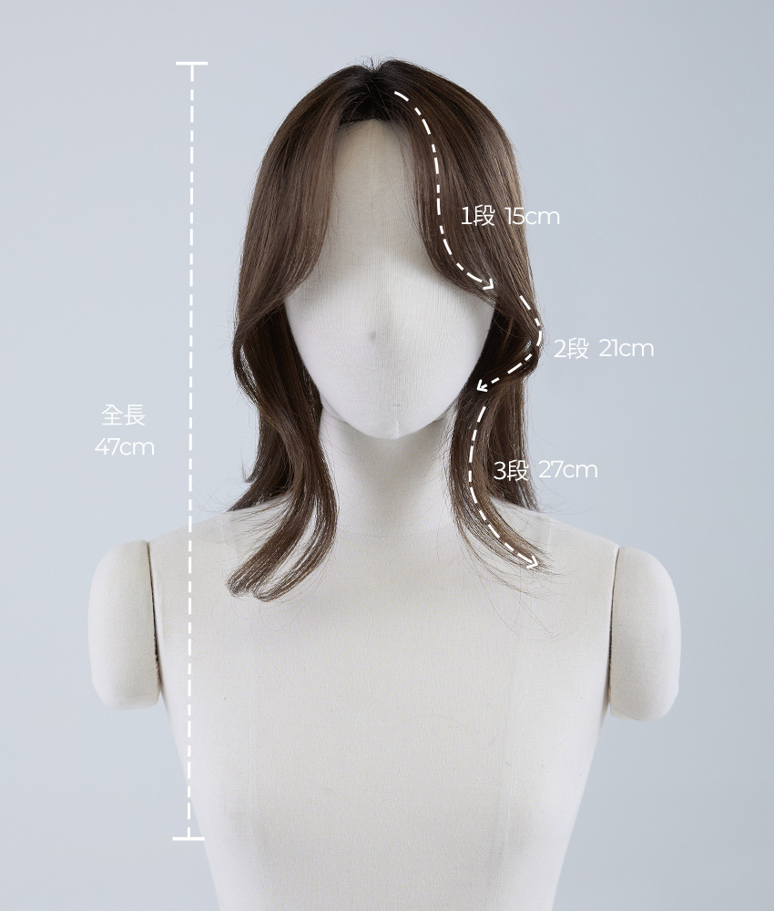 手植えトップカバー) サイドバング ルーズCカール (モースト原糸)