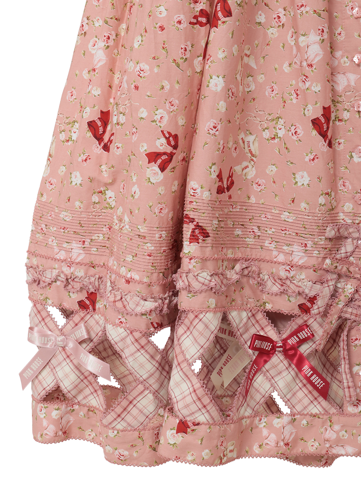 バラとリボンプリントパッチワーク吊りスカート｜ピンクハウス