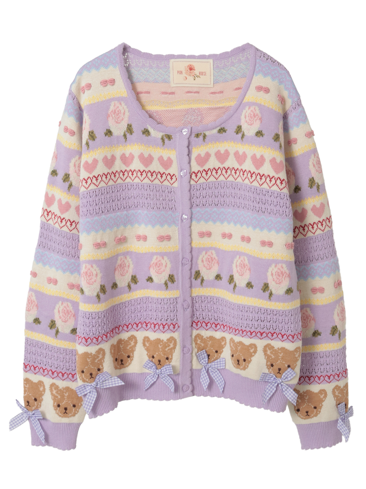 テディ＆ローズジャガードニットカーディガン｜ピンクハウス