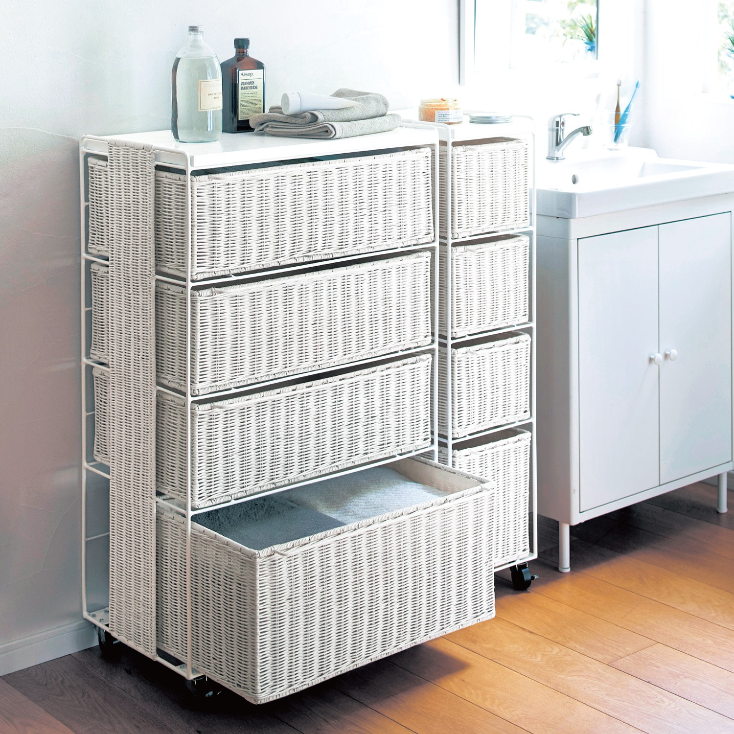 ラタンランドリーチェスト （洗面所収納/隙間収納）｜通販のベルメゾン